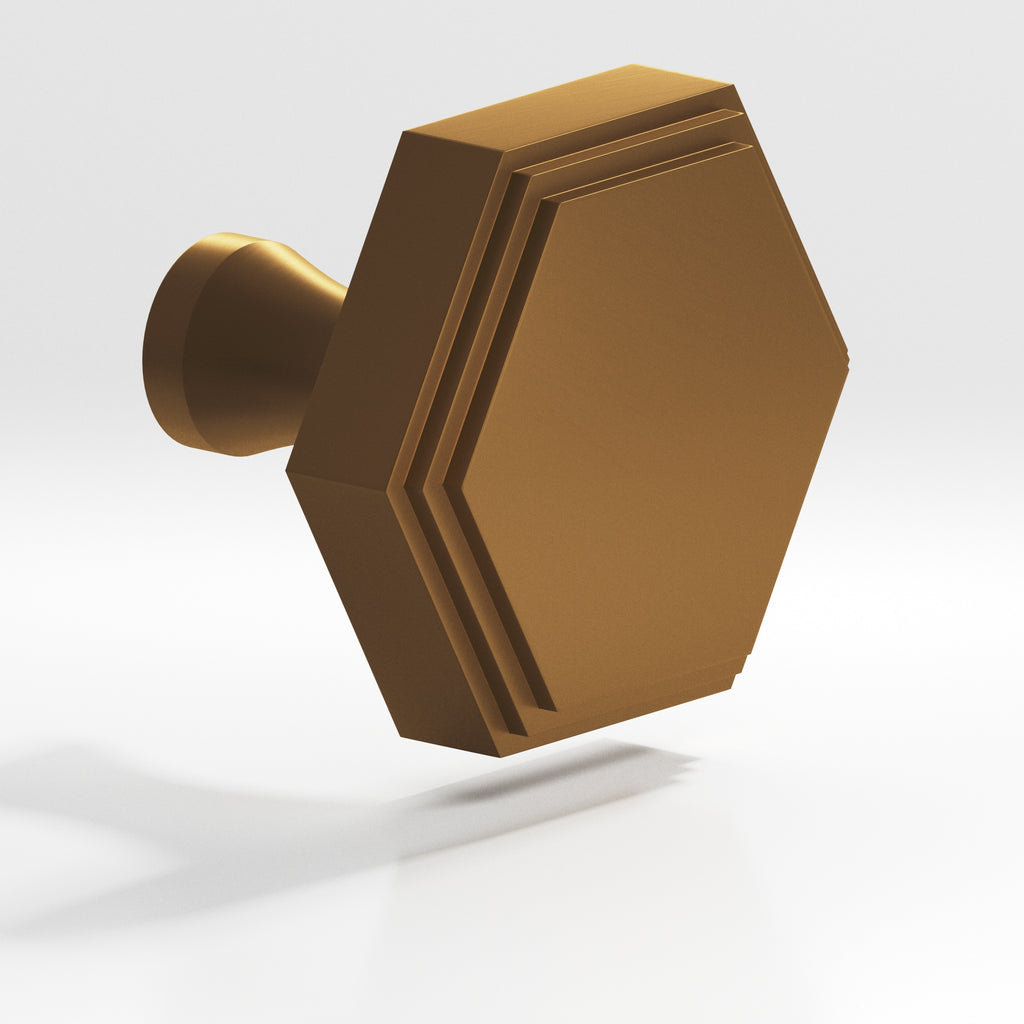 Colonial Bronze Series 627 1.25" Hexagonal Stepped Cabinet Knob With Flared Post Matte Light Statuary Bronze / 1.25"