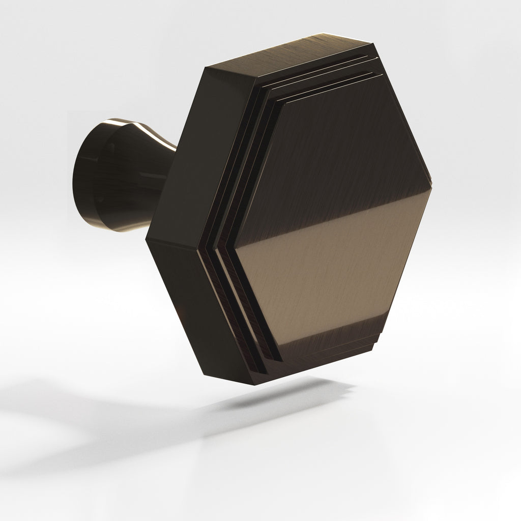 Colonial Bronze Series 626 1" Hexagonal Stepped Cabinet Knob With Flared Post Dark Statuary Bronze / 1"