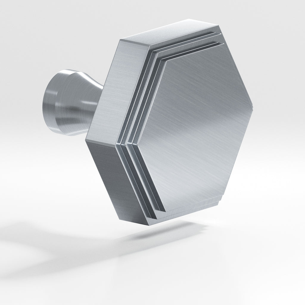 Colonial Bronze Series 626 1" Hexagonal Stepped Cabinet Knob With Flared Post Satin Chrome / 1"