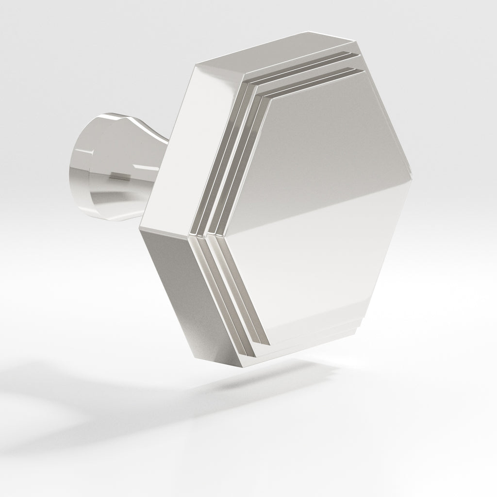 Colonial Bronze Series 626 1" Hexagonal Stepped Cabinet Knob With Flared Post Polished Nickel / 1"