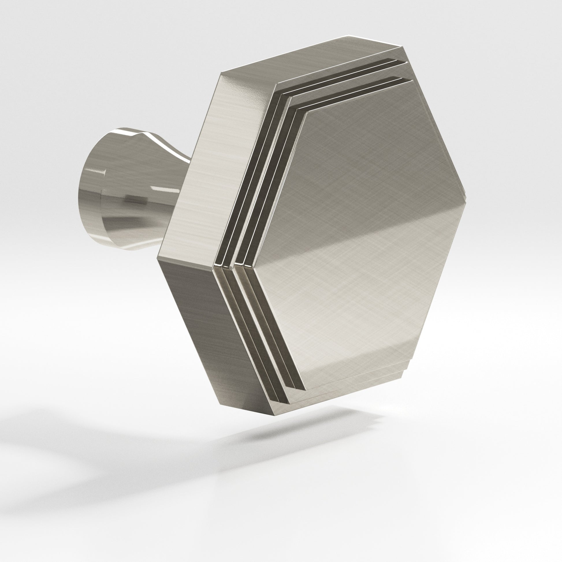 Colonial Bronze Series 626 1" Hexagonal Stepped Cabinet Knob With Flared Post Nickel Stainless / 1"