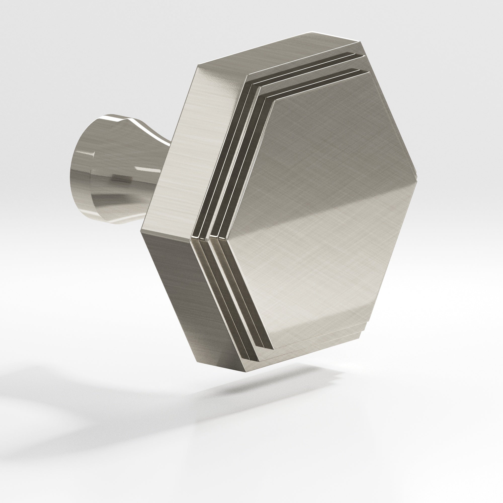 Colonial Bronze Series 627 1.25" Hexagonal Stepped Cabinet Knob With Flared Post Nickel Stainless / 1.25"