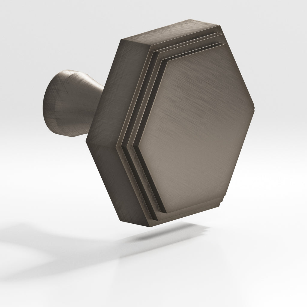 Colonial Bronze Series 626 1" Hexagonal Stepped Cabinet Knob With Flared Post Pewter / 1"
