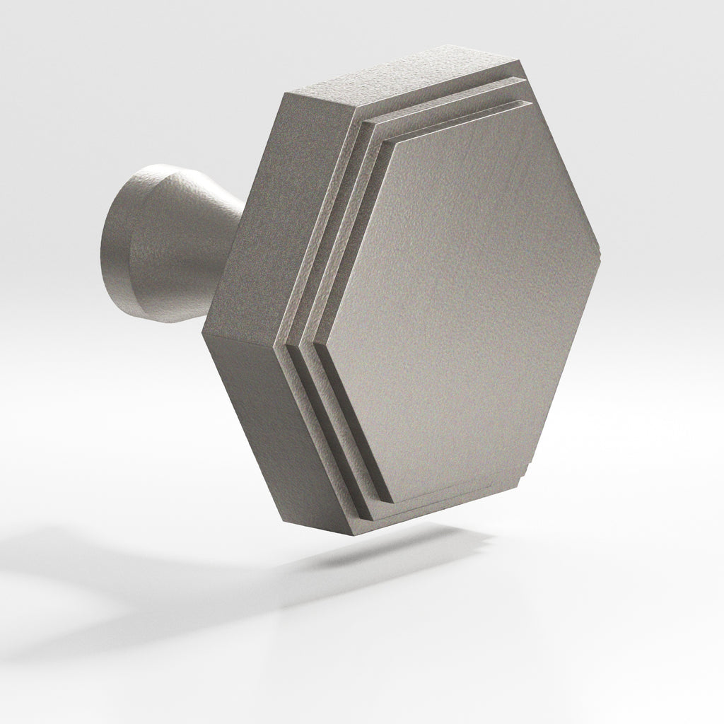 Colonial Bronze Series 626 1" Hexagonal Stepped Cabinet Knob With Flared Post Frost Nickel™ / 1"