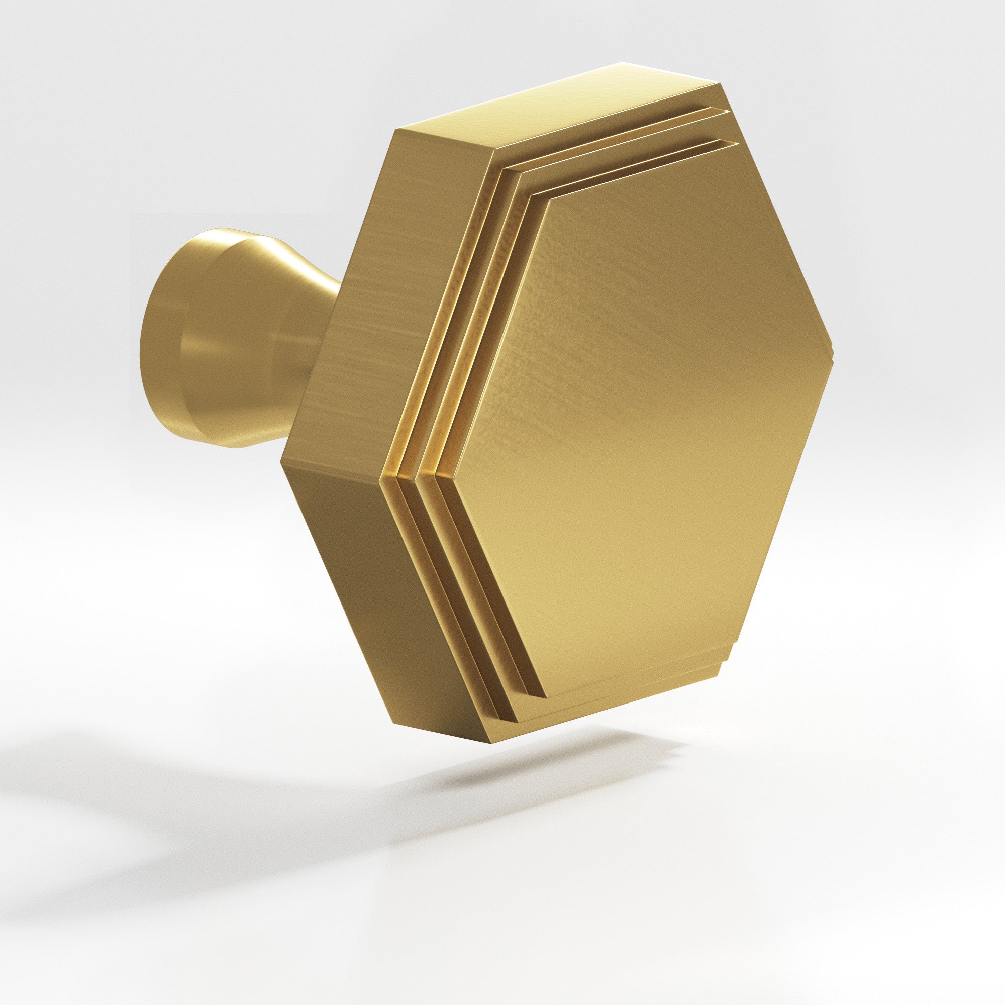 Colonial Bronze Series 628 1.5" Hexagonal Stepped Cabinet Knob With Flared Post Unlacquered Satin Brass / 1.5"
