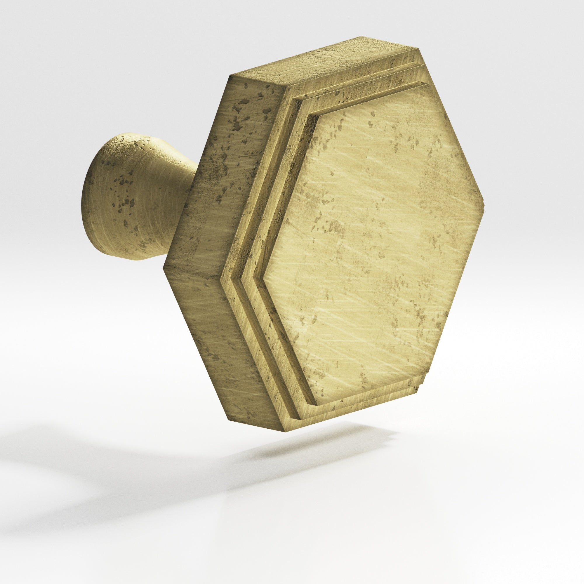Colonial Bronze Series 627 1.25" Hexagonal Stepped Cabinet Knob With Flared Post Distressed Antique Brass / 1.25"