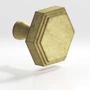 Colonial Bronze Series 628 1.5" Hexagonal Stepped Cabinet Knob With Flared Post Distressed Antique Brass / 1.5"