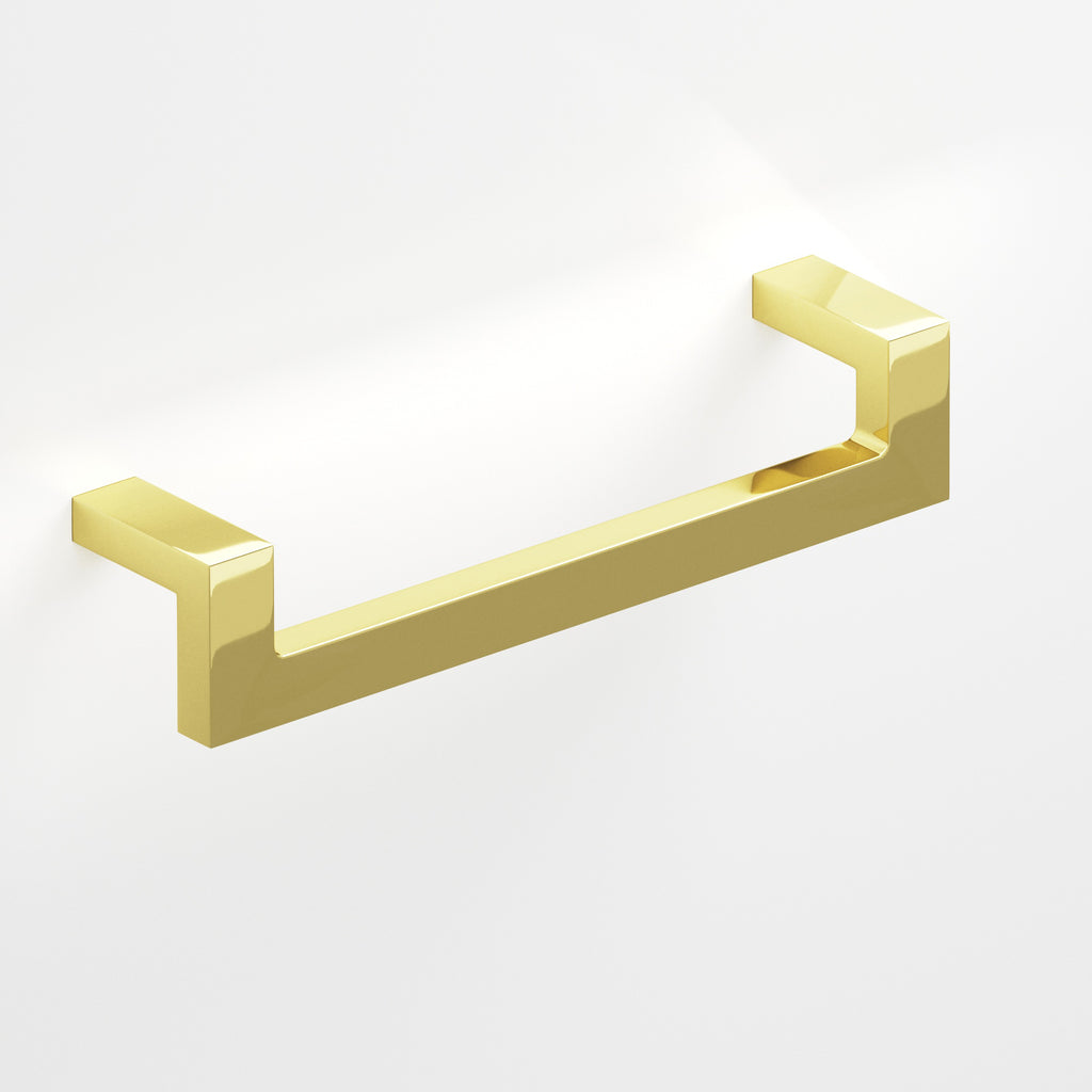 Colonial Bronze Series 669 6" Rectangular L-Shaped Cabinet Pull With Center Cutout Unlacquered Polished Brass / 6"