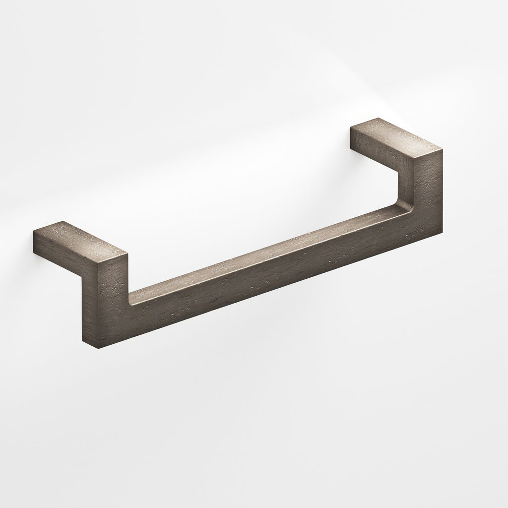 Colonial Bronze Series 669 4" Rectangular L-Shaped Cabinet Pull With Center Cutout Distressed Pewter / 4"