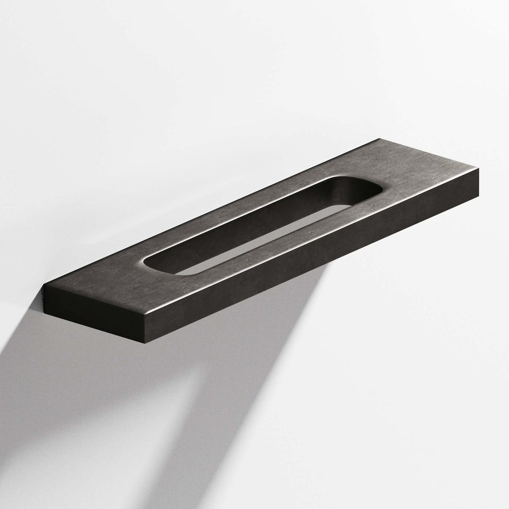 Colonial Bronze Series 718 3" Rectangular Cabinet Pull With Center Cutout Distressed Satin Black / 3"