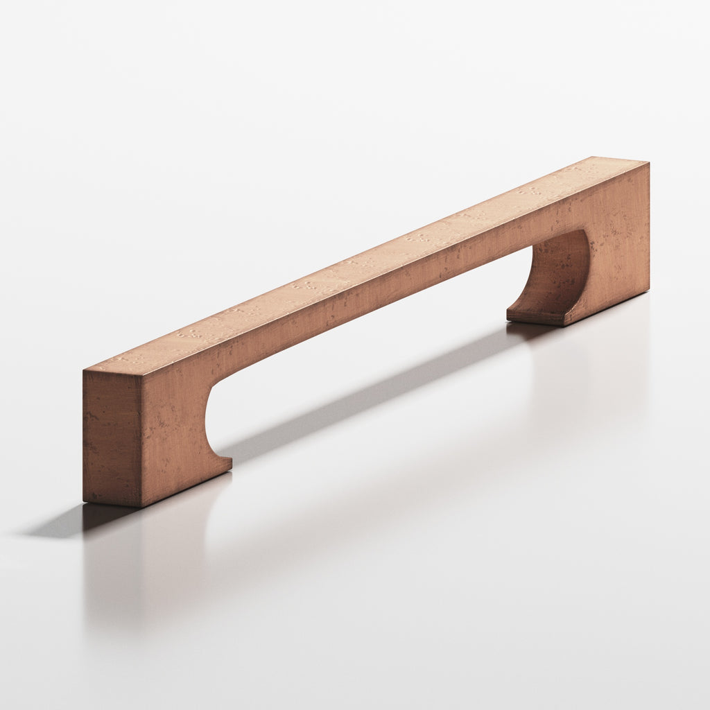 Colonial Bronze Series 730 6" Rectangular Cabinet Pull With Rectangular Scalloped Legs Distressed Antique Copper / 6"