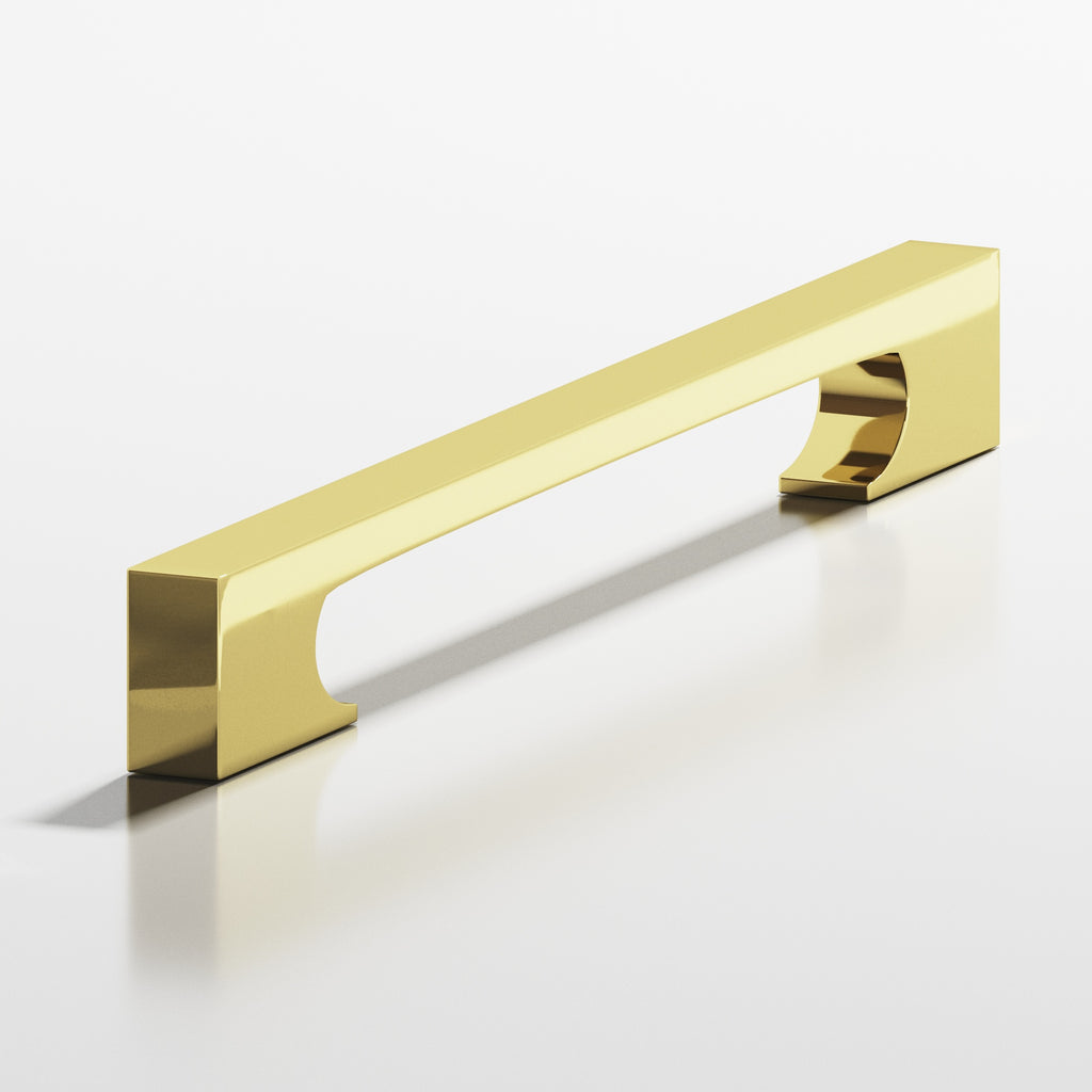 Colonial Bronze Series 730 8" Rectangular Cabinet Pull With Rectangular Scalloped Legs Polished Brass / 8"