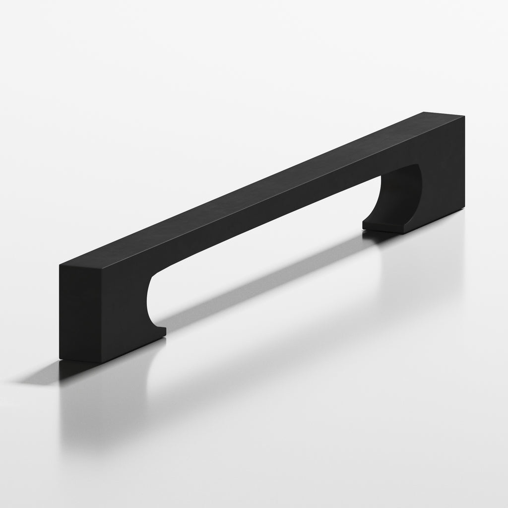 Colonial Bronze Series 730 5" Rectangular Cabinet Pull With Rectangular Scalloped Legs Matte Satin Black / 5"