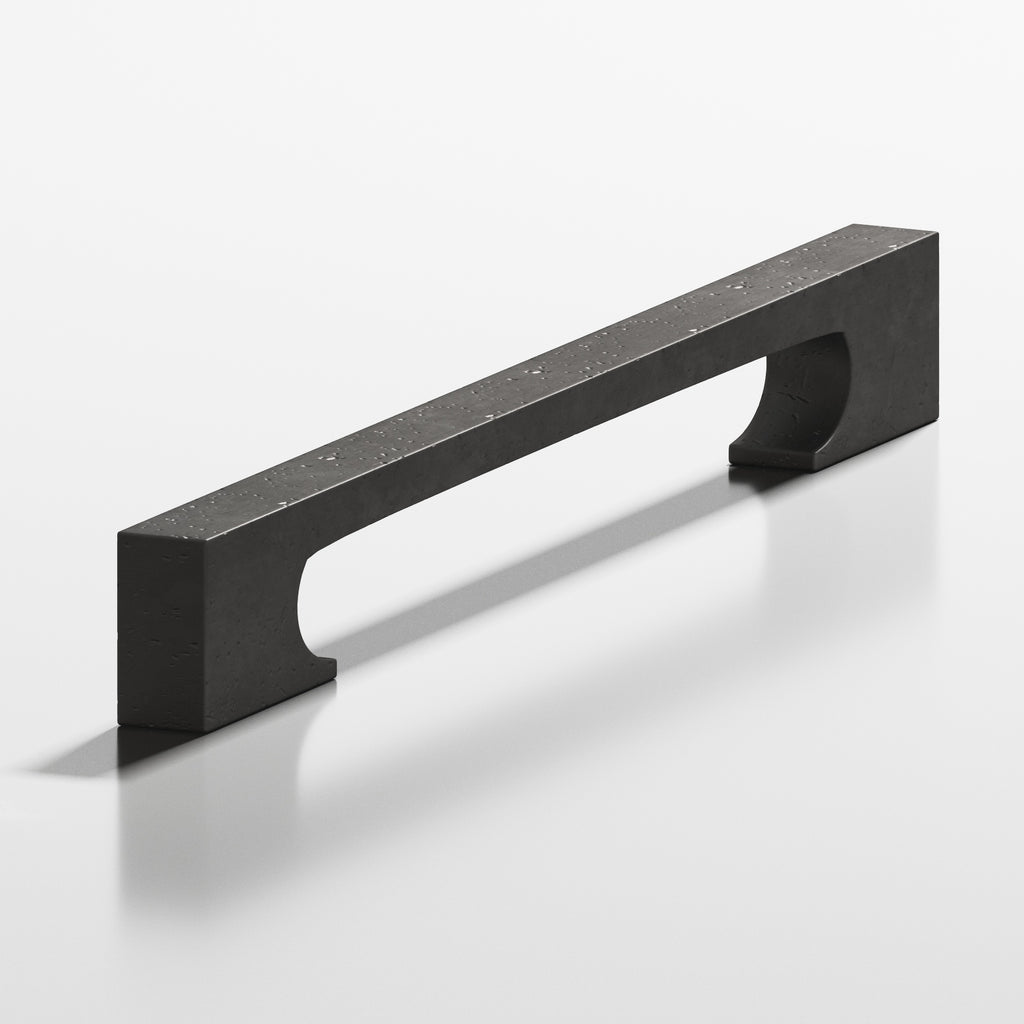 Colonial Bronze Series 732 18" Rectangular Appliance Pull With Rectangular Scalloped Legs Distressed Satin Black / 18"
