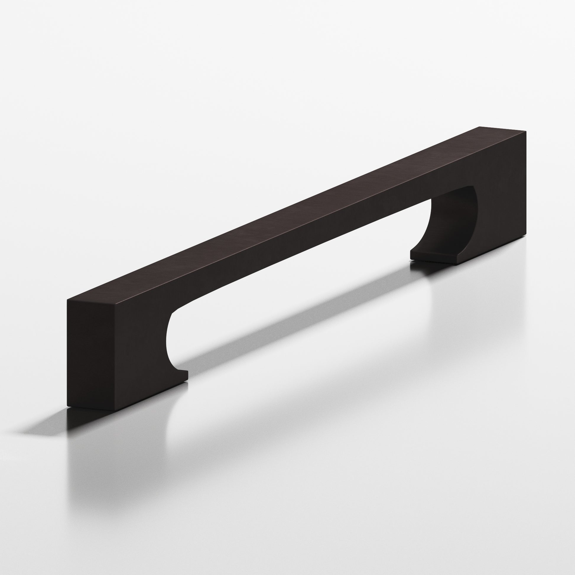 Colonial Bronze Series 732 8" Rectangular Cabinet Pull With Rectangular Scalloped Legs Matte Dark Statuary Bronze / 8"