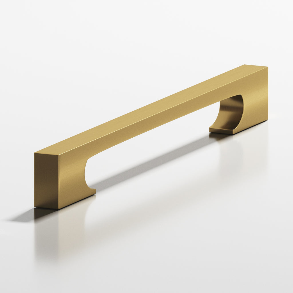 Colonial Bronze Series 730 6" Rectangular Cabinet Pull With Rectangular Scalloped Legs Satin Brass / 6"