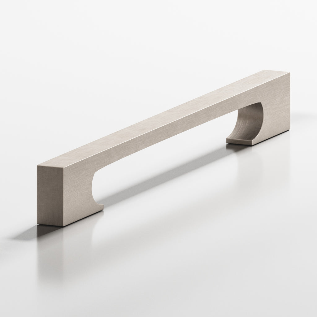 Colonial Bronze Series 730 6" Rectangular Cabinet Pull With Rectangular Scalloped Legs Matte Satin Nickel / 6"