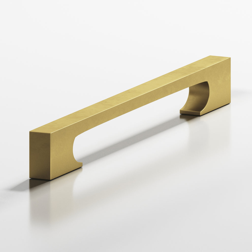 Colonial Bronze Series 732 10" Rectangular Appliance Pull With Rectangular Scalloped Legs Matte Satin Brass / 10"