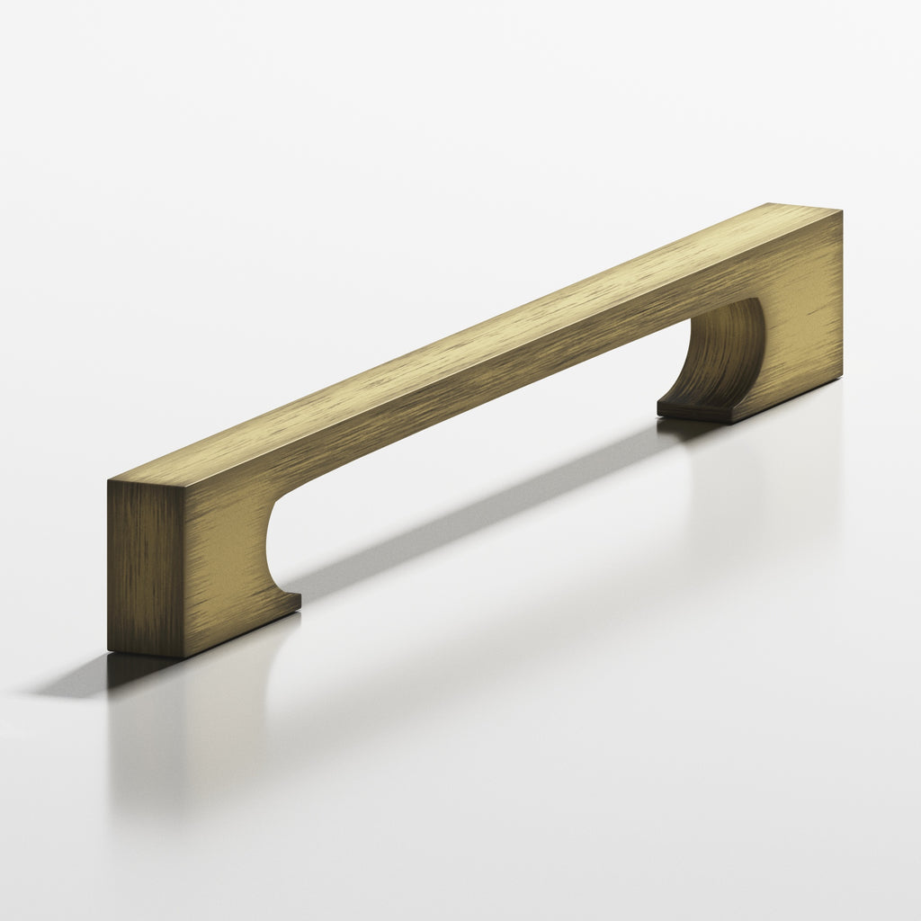 Colonial Bronze Series 730 4" Rectangular Cabinet Pull With Rectangular Scalloped Legs Matte Antique Satin Brass / 4"