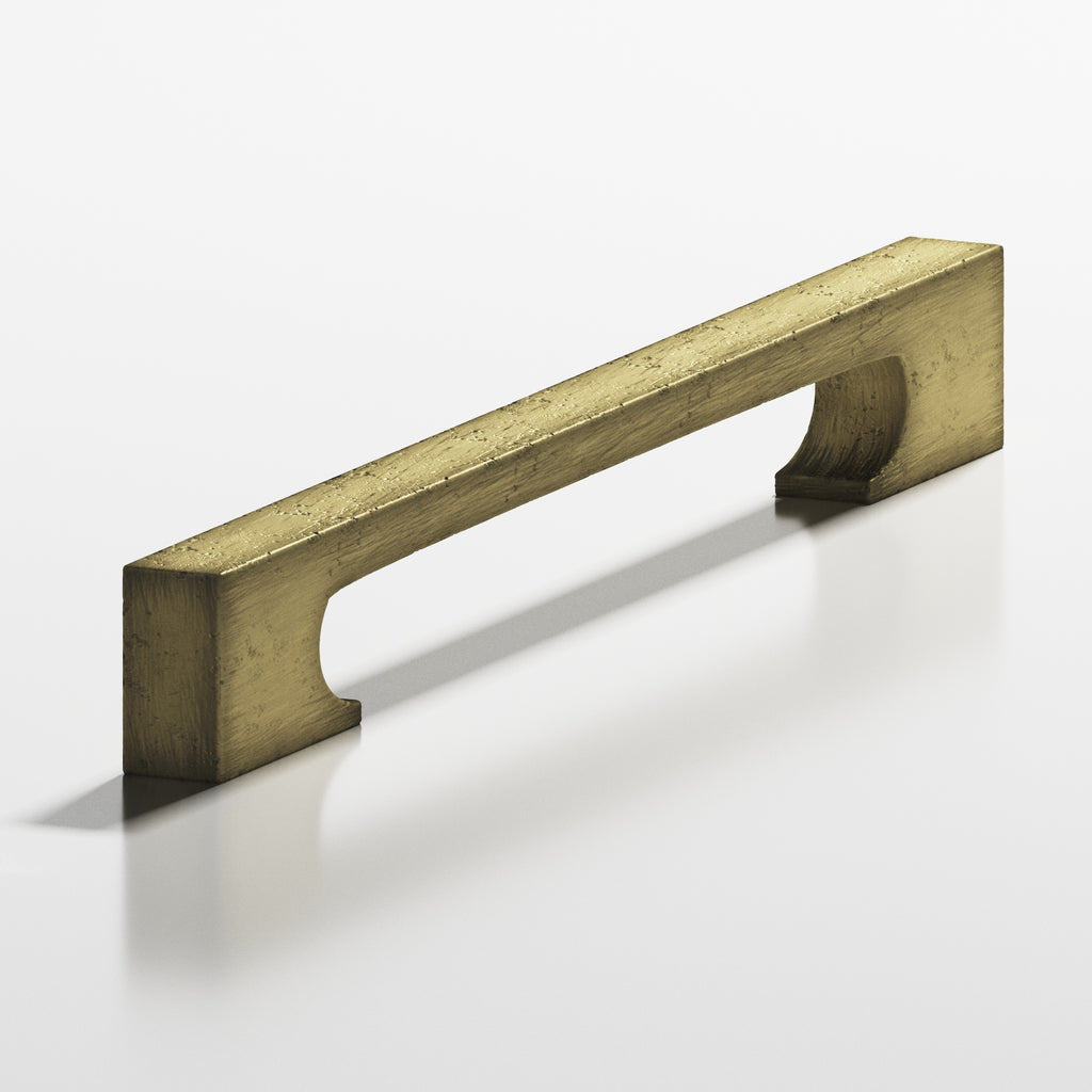 Colonial Bronze Series 732 12" Rectangular Appliance Pull With Rectangular Scalloped Legs Distressed Antique Brass / 12"