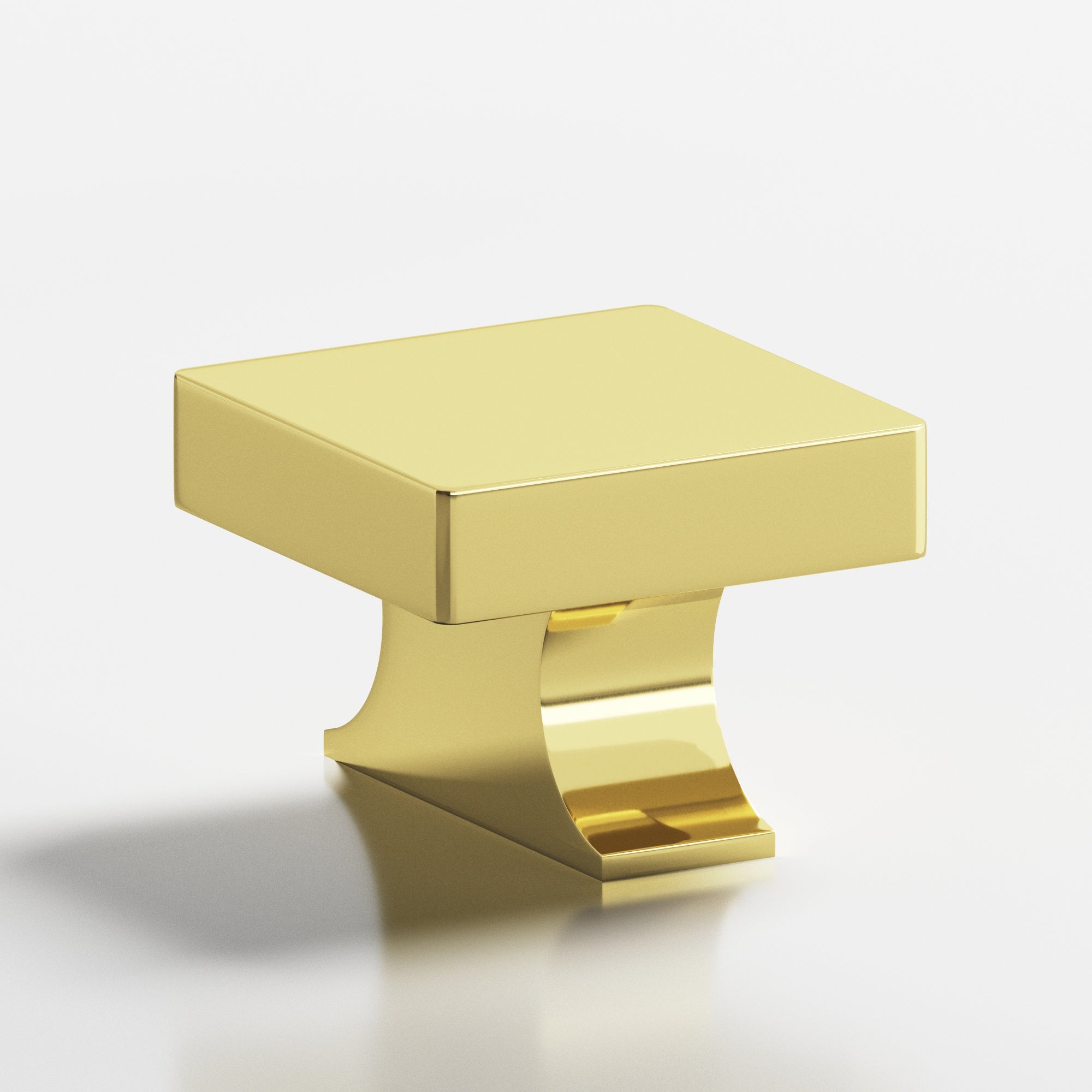 Colonial Bronze Series 735 1.5" Square Cabinet Knob With Rectangular Flared Post Polished Brass / 1.5"