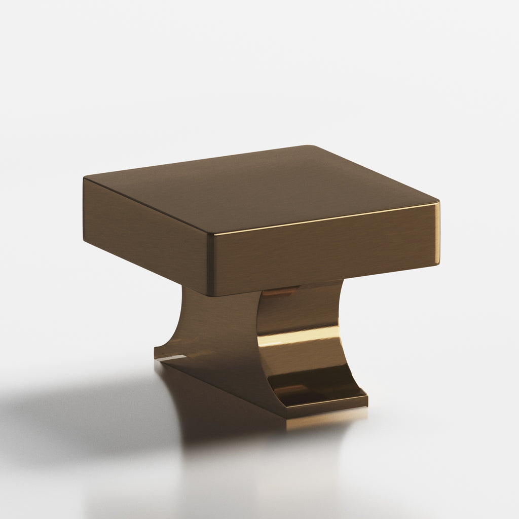 Colonial Bronze Series 735 1.5" Square Cabinet Knob With Rectangular Flared Post Light Statuary Bronze / 1.5"