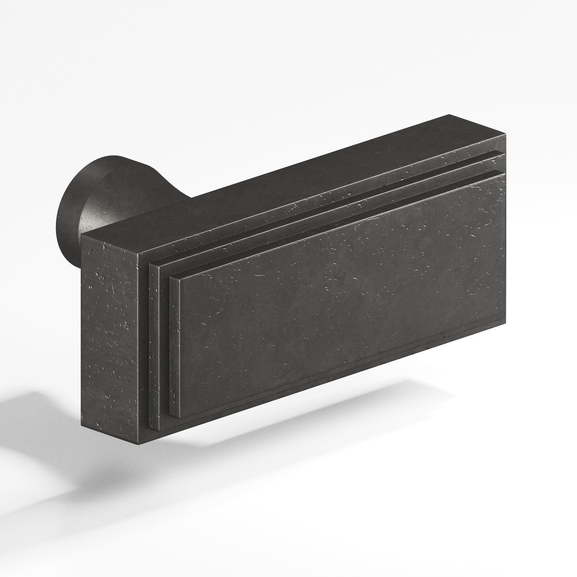 Colonial Bronze Series 940 2" Rectangular Stepped Cabinet T-Knob With Flared Post Distressed Satin Black / 2"