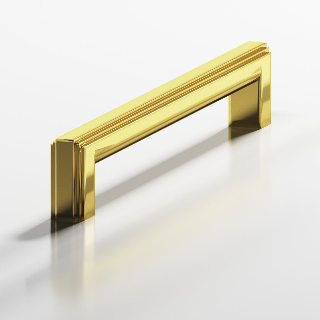 Colonial Bronze Series 945 6" Square Stepped Cabinet Pull With Rounded Back French Gold / 6"