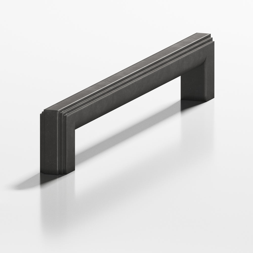 Colonial Bronze Series 945 6" Square Stepped Cabinet Pull With Rounded Back Distressed Satin Black / 6"