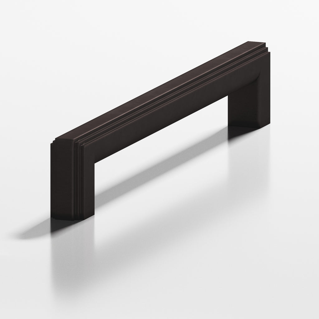 Colonial Bronze Series 945 6" Square Stepped Cabinet Pull With Rounded Back Matte Dark Statuary Bronze / 6"