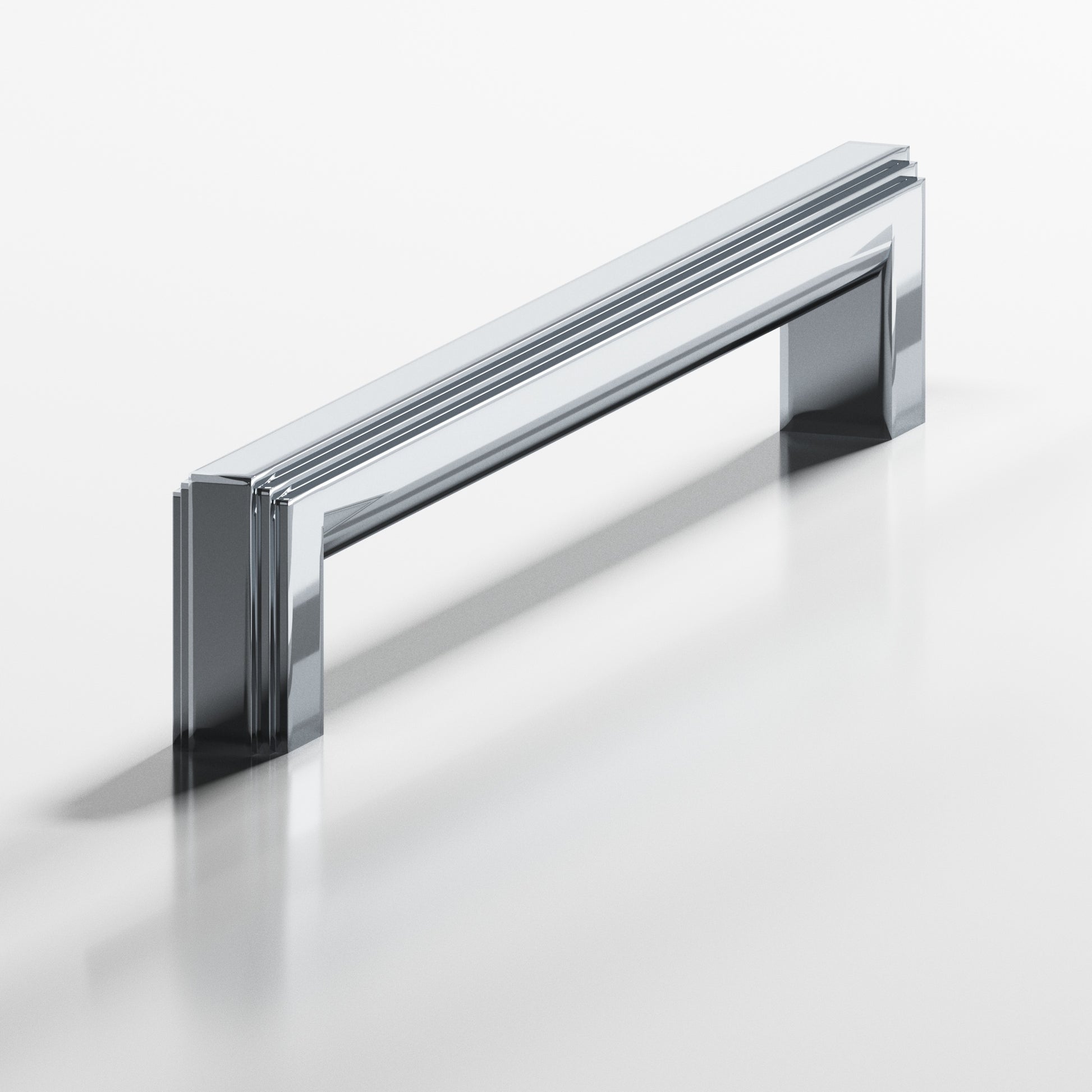 Colonial Bronze Series 944 8" Square Stepped Cabinet Pull With Rounded Back Polished Chrome / 8"