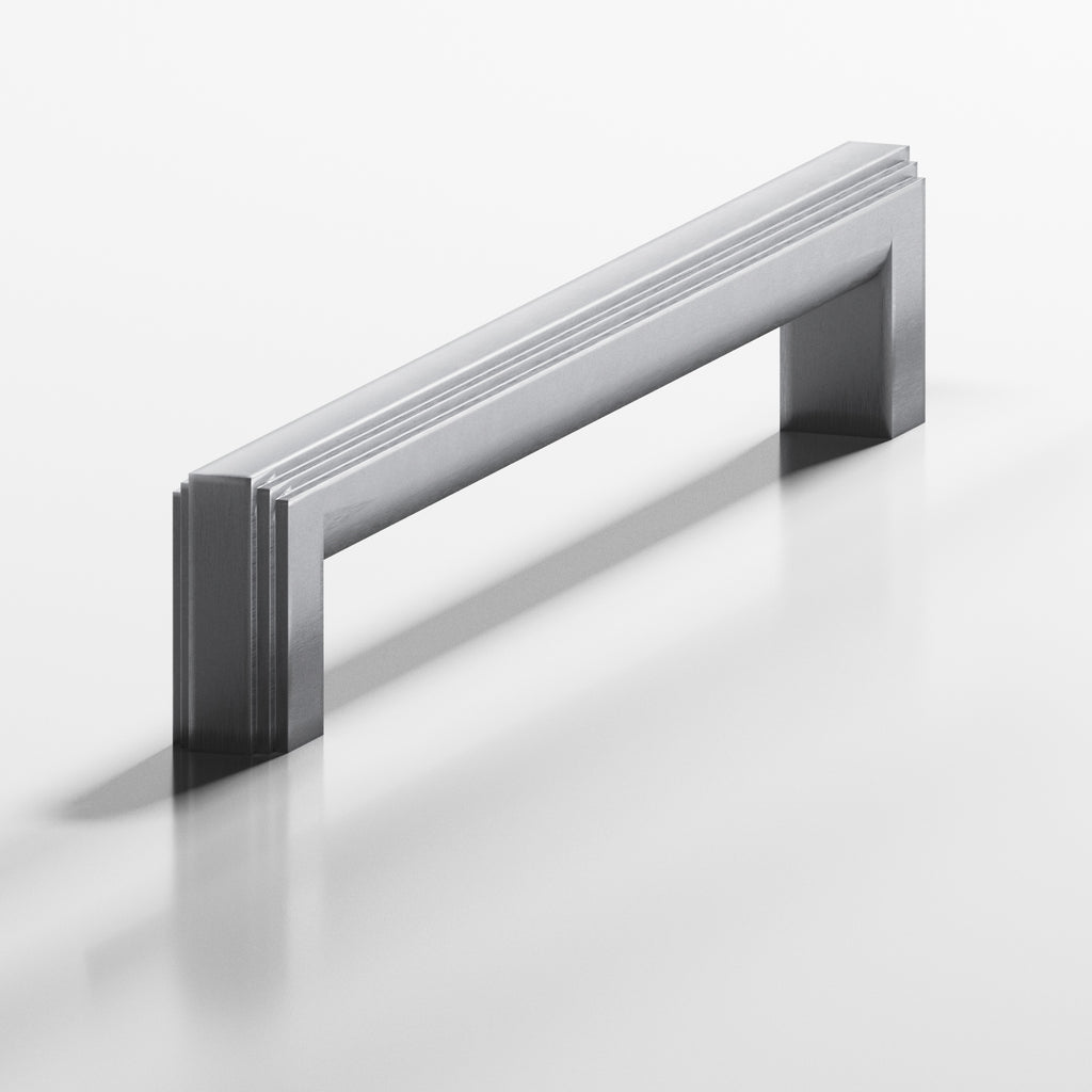 Colonial Bronze Series 945 6" Square Stepped Cabinet Pull With Rounded Back Matte Satin Chrome / 6"