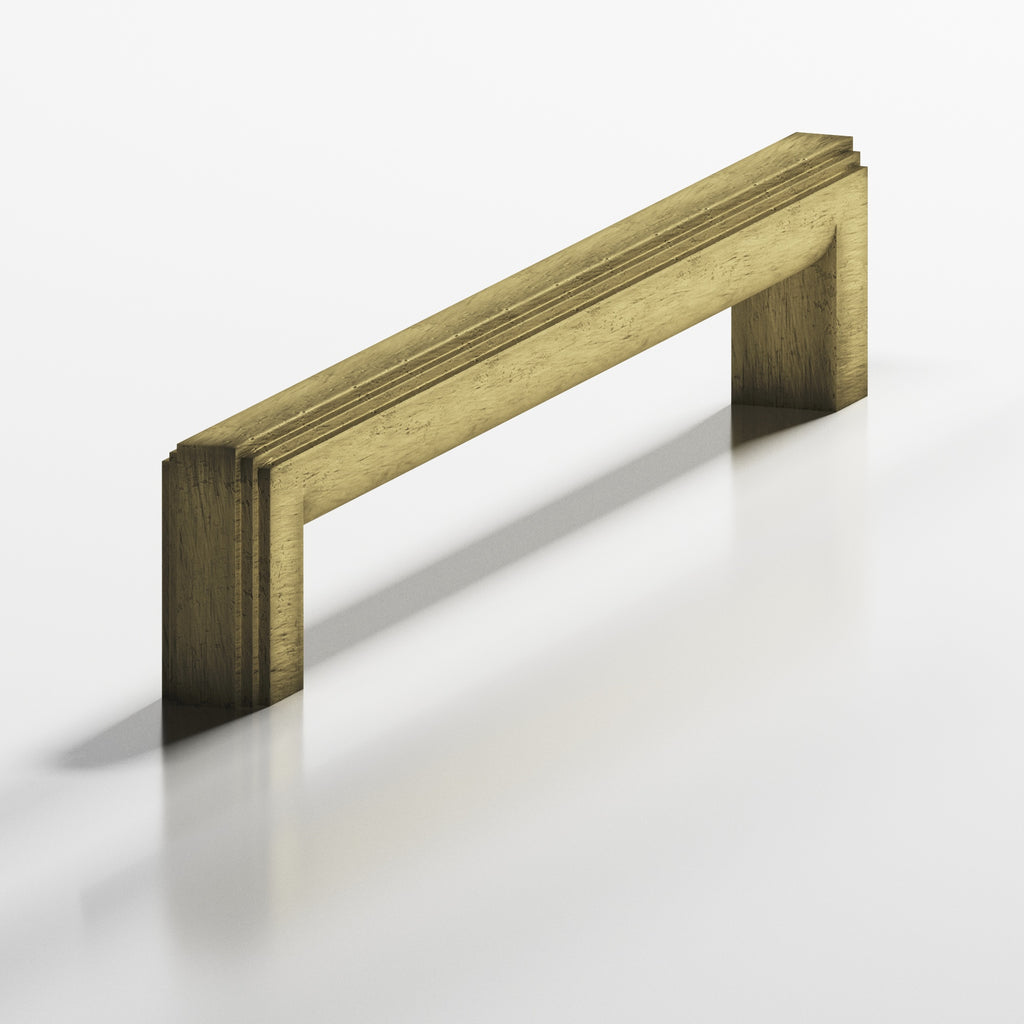 Colonial Bronze Series 945 8" Square Stepped Cabinet Pull With Rounded Back Distressed Antique Brass / 8"