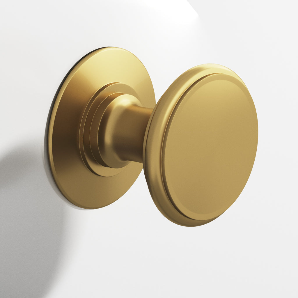 Colonial Bronze Series 1384 1.25" Round Cabinet Knob Back-To-Back Shower Kit Unlacquered Satin Brass / 1.25"