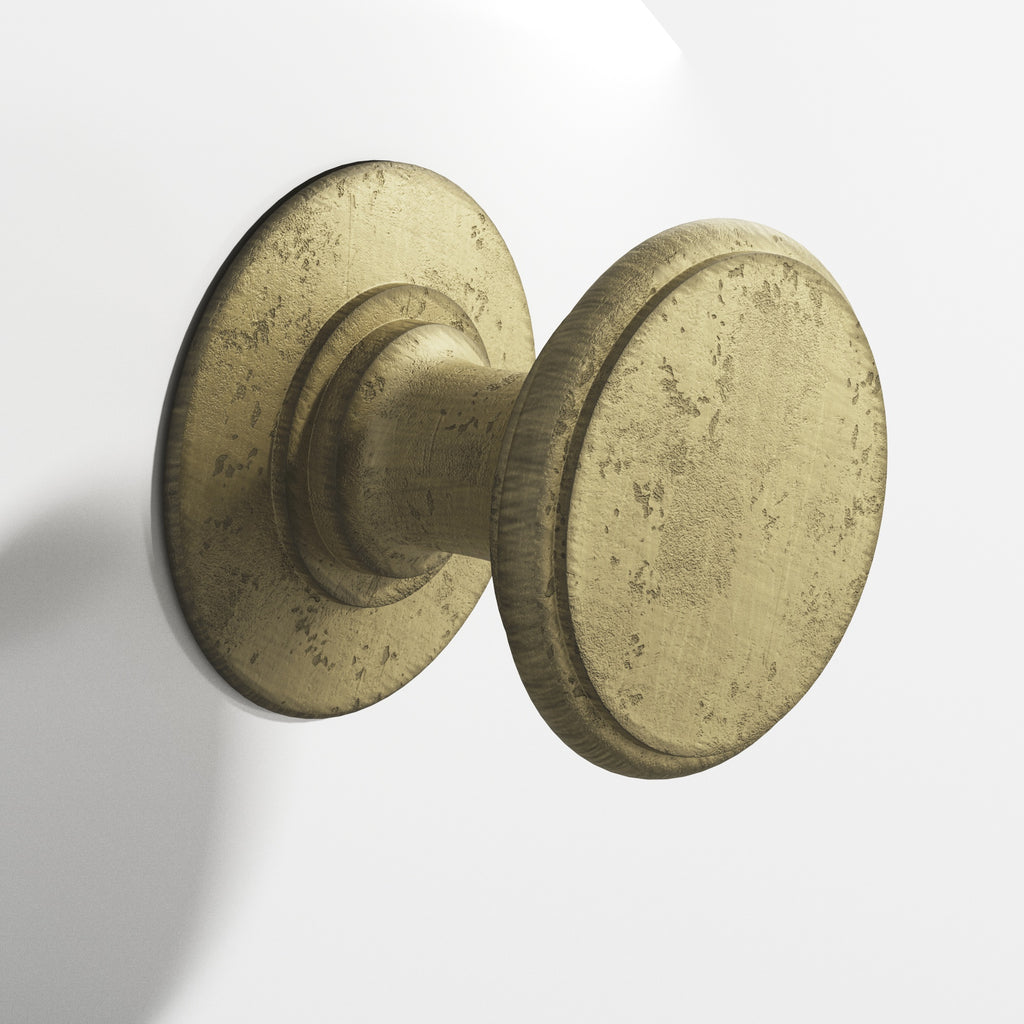 Colonial Bronze Series 1384 1.25" Round Cabinet Knob Back-To-Back Shower Kit Distressed Antique Brass / 1.25"