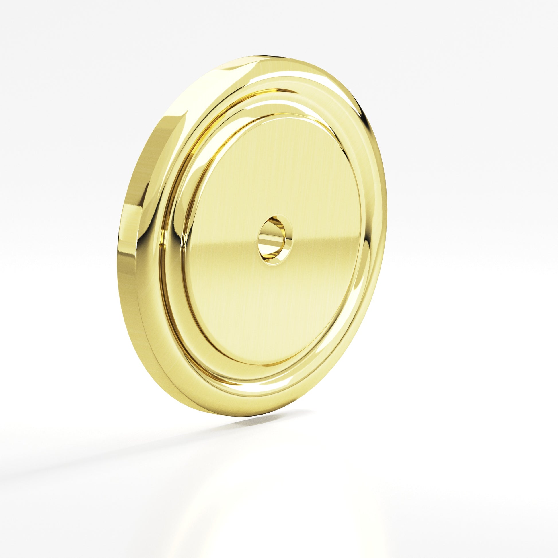 Colonial Bronze Series 203 1.5" Round Grooved Backplate Unlacquered Polished Brass / 1.5"