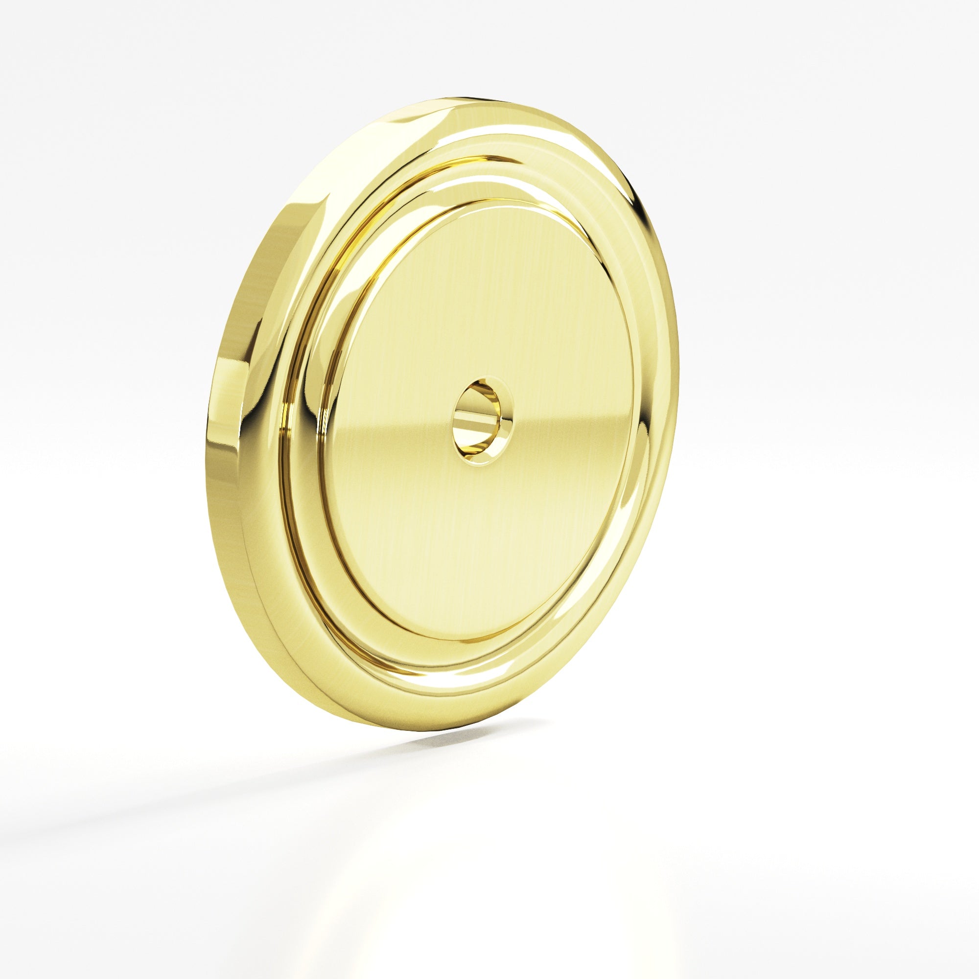 Colonial Bronze Series 203 1.5" Round Grooved Backplate Unlacquered Polished Brass / 1.5"