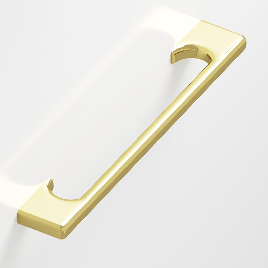 Colonial Bronze Series 3731 10" Rectangular Pull With Radiused Edges And Rectangular Scalloped Legs Polished Brass / 10"