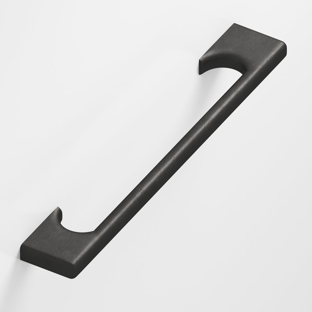 Colonial Bronze Series 3730 5" Rectangular Cabinet Pull With Radiused Edges And Scalloped Legs Distressed Satin Black / 5"