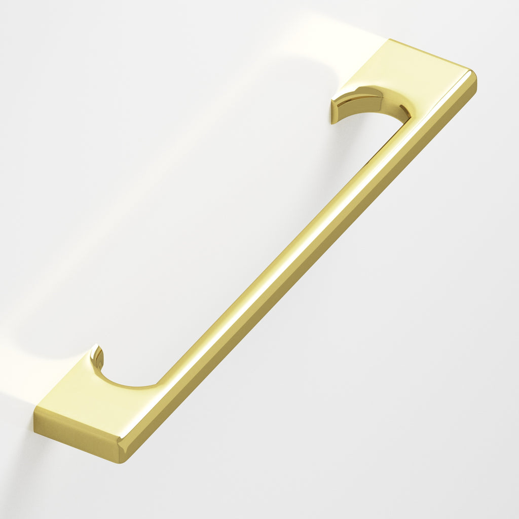 Colonial Bronze Series 3730 4" Rectangular Cabinet Pull With Radiused Edges And Scalloped Legs Unlacquered Polished Brass / 4"
