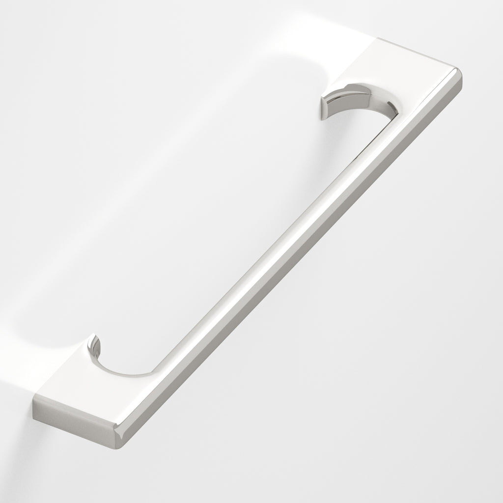 Colonial Bronze Series 3730 8" Rectangular Pull With Radiused Edges And Rectangular Scalloped Legs Polished Nickel / 8"