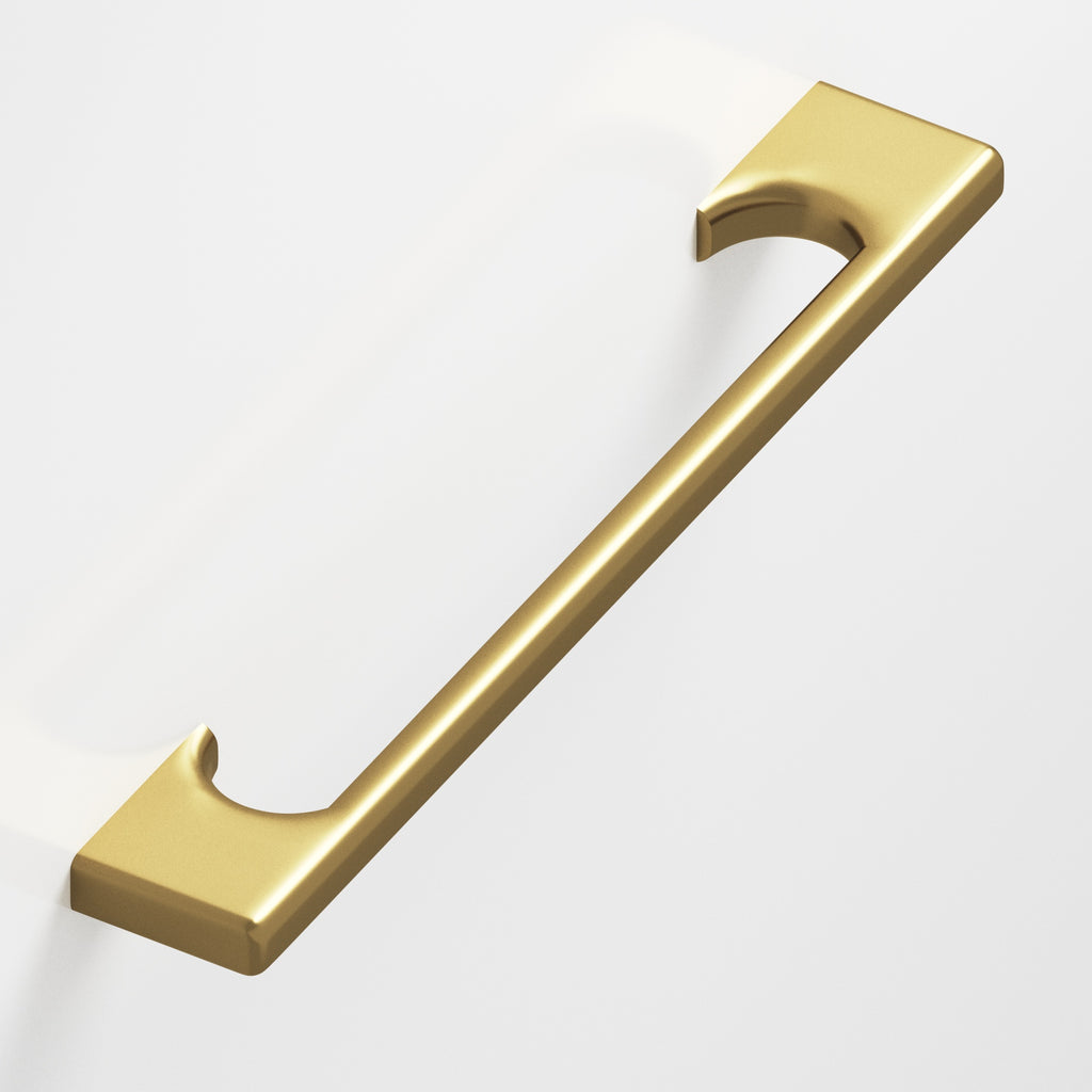 Colonial Bronze Series 3730 8" Rectangular Cabinet Pull With Radiused Edges And Scalloped Legs Unlacquered Satin Brass / 8"