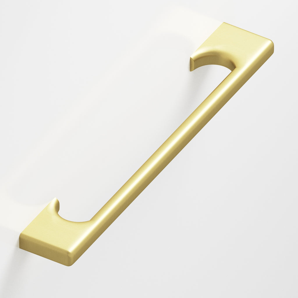 Colonial Bronze Series 3730 4" Rectangular Cabinet Pull With Radiused Edges And Scalloped Legs Matte Satin Brass / 4"