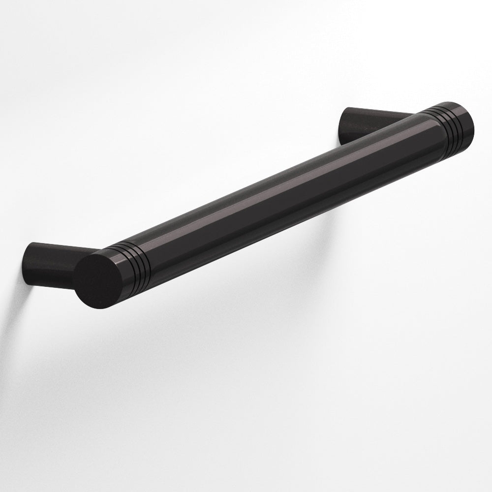 Colonial Bronze Series 413 4" Round Grooved Cabinet Pull With Straight Posts Satin Black / 4"