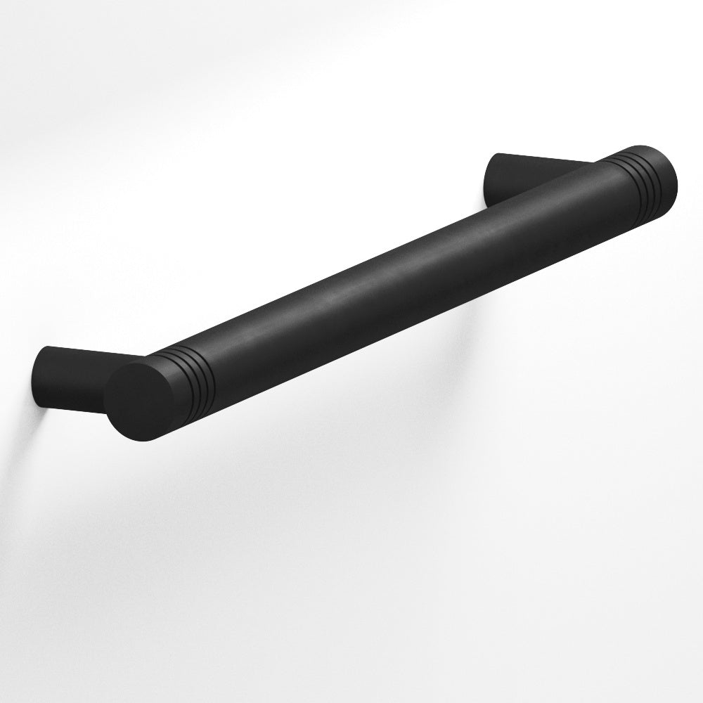Colonial Bronze Series 413 4" Round Grooved Cabinet Pull With Straight Posts Matte Satin Black / 4"