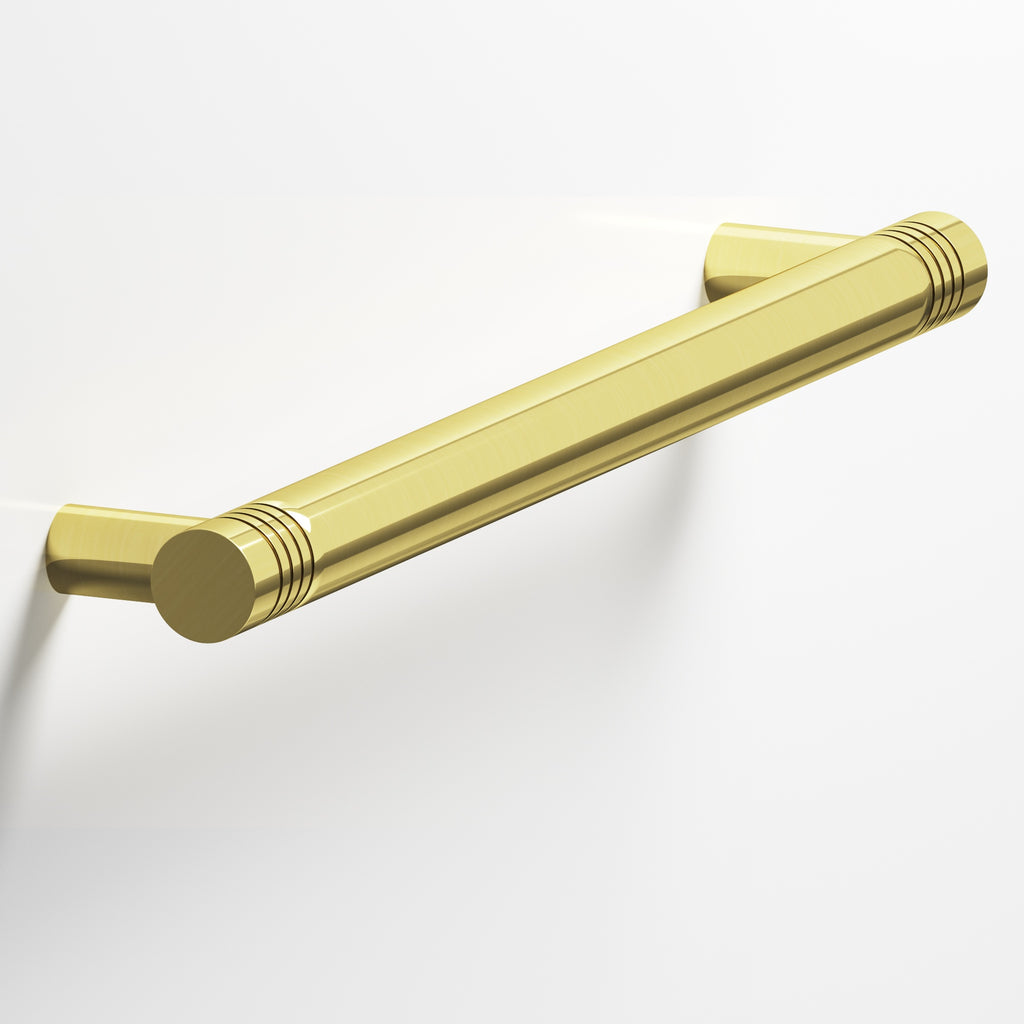 Colonial Bronze Series 414 4" Round Grooved Cabinet Pull With Straight Posts Unlacquered Polished Brass / 4"