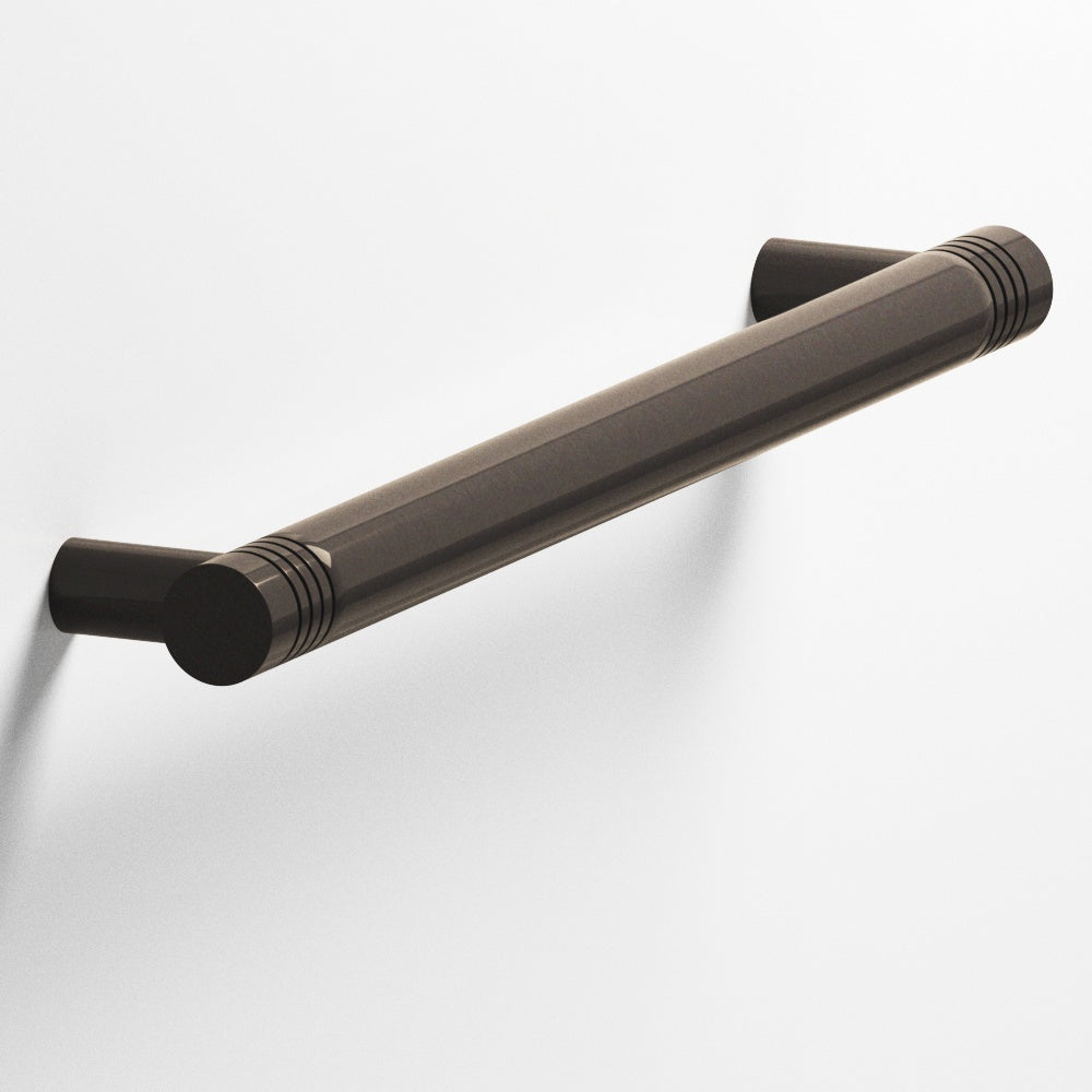 Colonial Bronze Series 413 8" Round Grooved Cabinet Pull With Straight Posts Dark Statuary Bronze / 8"
