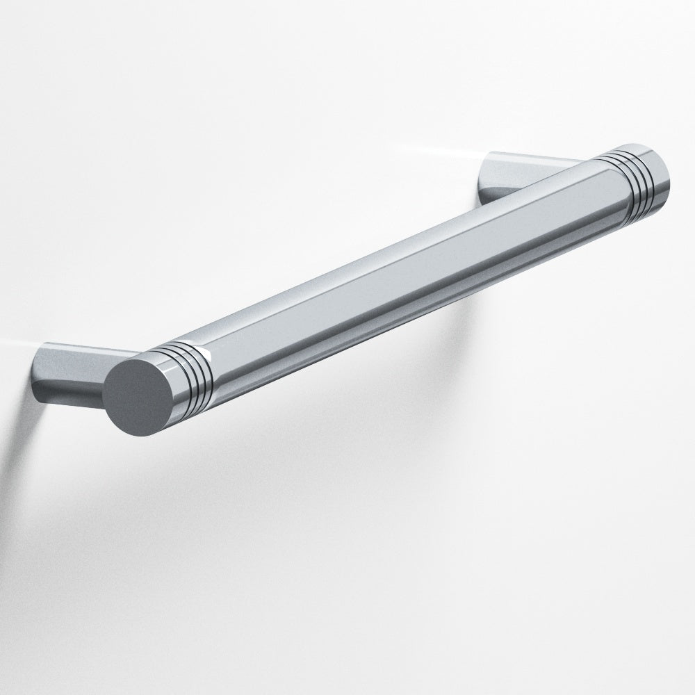 Colonial Bronze Series 414 4" Round Grooved Cabinet Pull With Straight Posts Polished Chrome / 4"