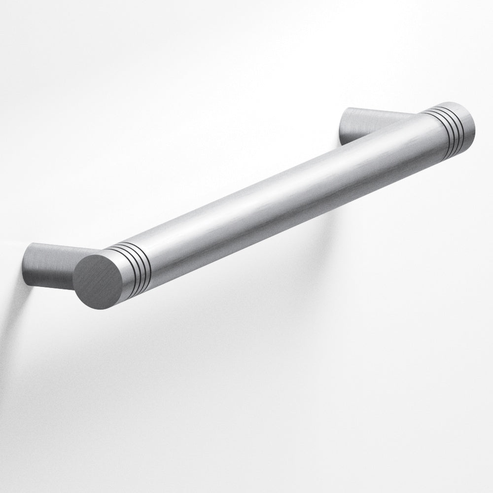 Colonial Bronze Series 413 8" Round Grooved Cabinet Pull With Straight Posts Matte Satin Chrome / 8"