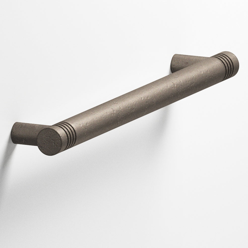 Colonial Bronze Series 415 8" Round Grooved Cabinet Pull With Straight Posts Distressed Pewter / 8"